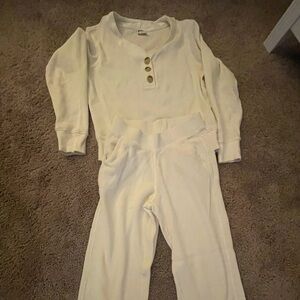 White Henley Long Sleeve lounge set